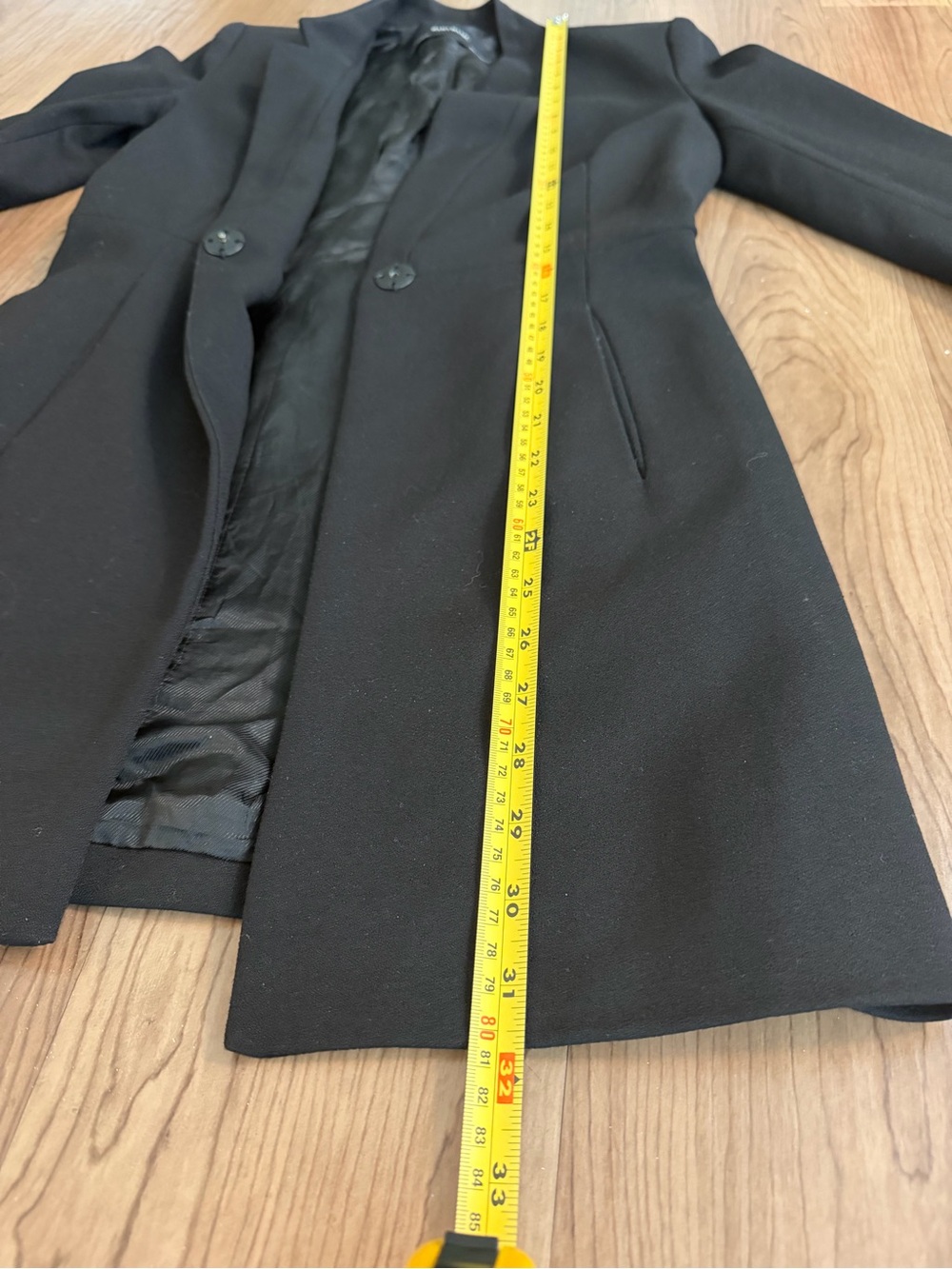 Zara Black Longline Fitted Blazer Coat size XS - Picture 8 of 9
